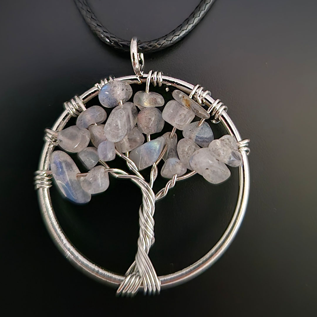 Lebensbaum mit Edelstein Grau