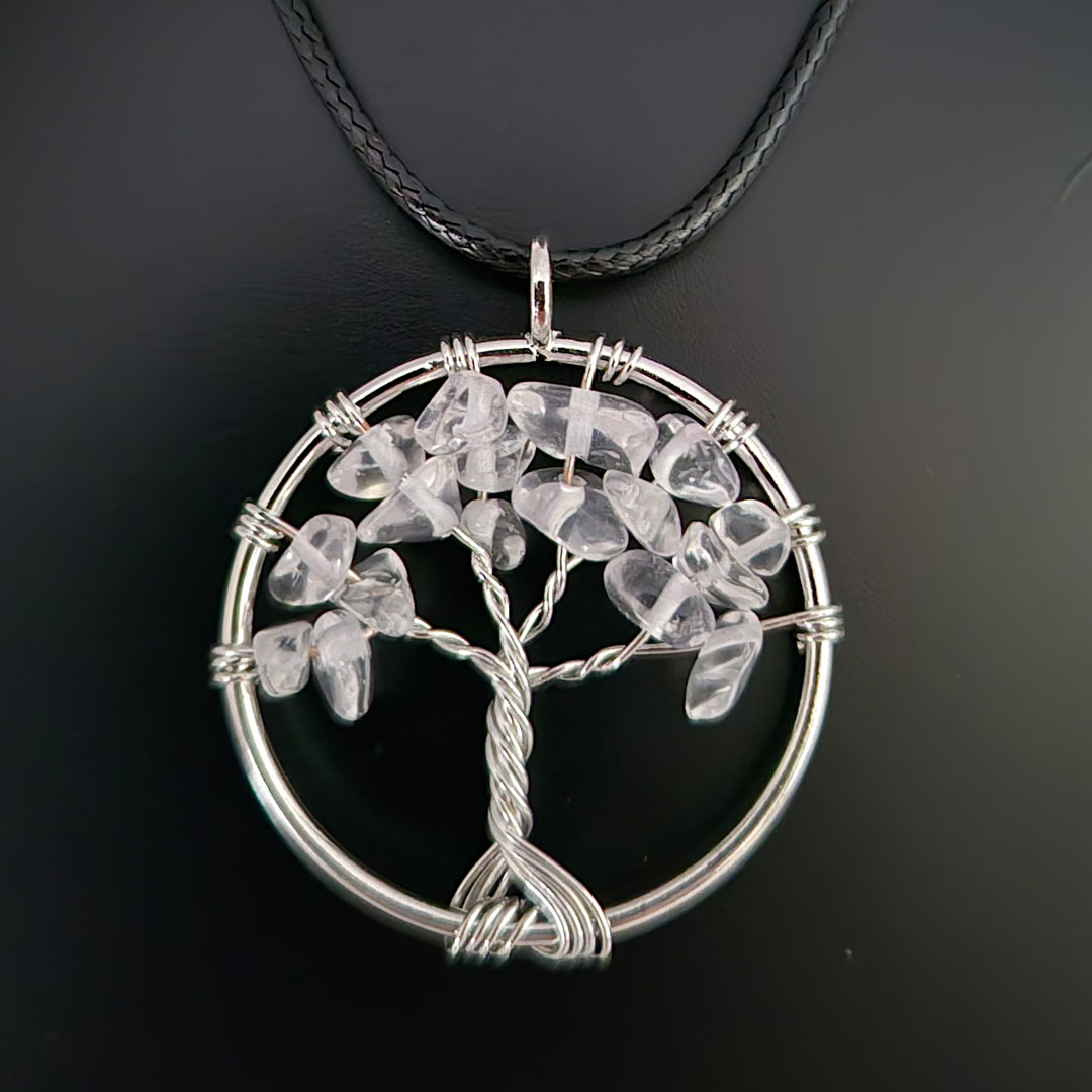 Lebensbaum mit Edelstein Weiß