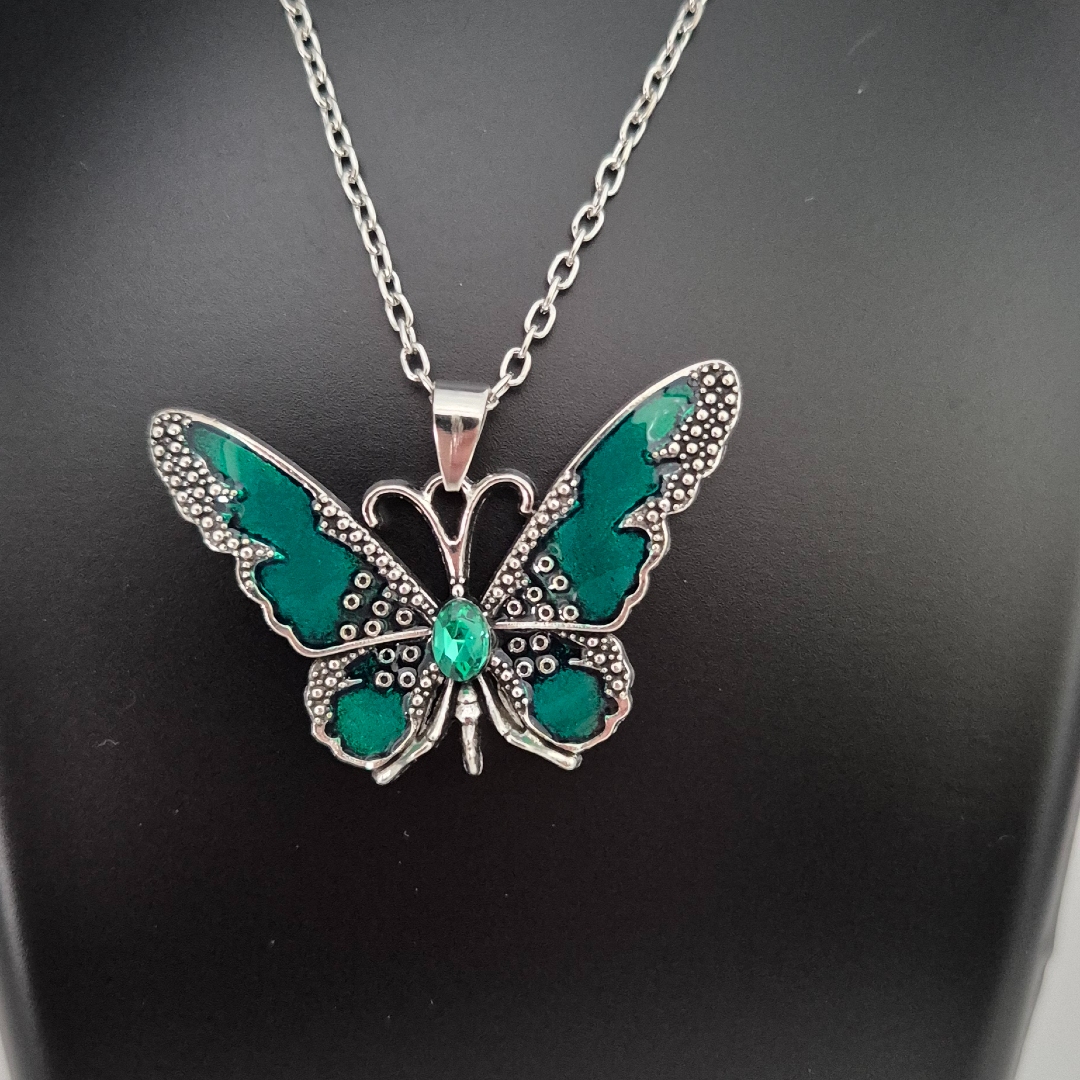 Schmetterling Emailliert Dunkelgrün