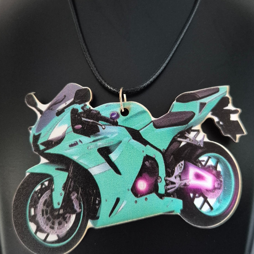 Motorrad - Türkis - Holz