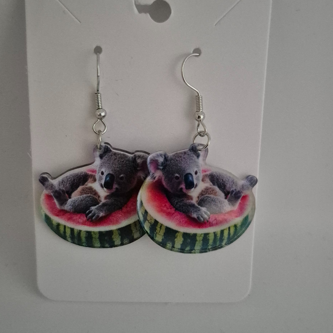 Ohrringe - Koala auf Melone -