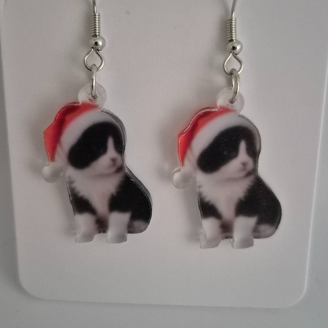 Ohrringe - Katze mit Nikolausmütze -