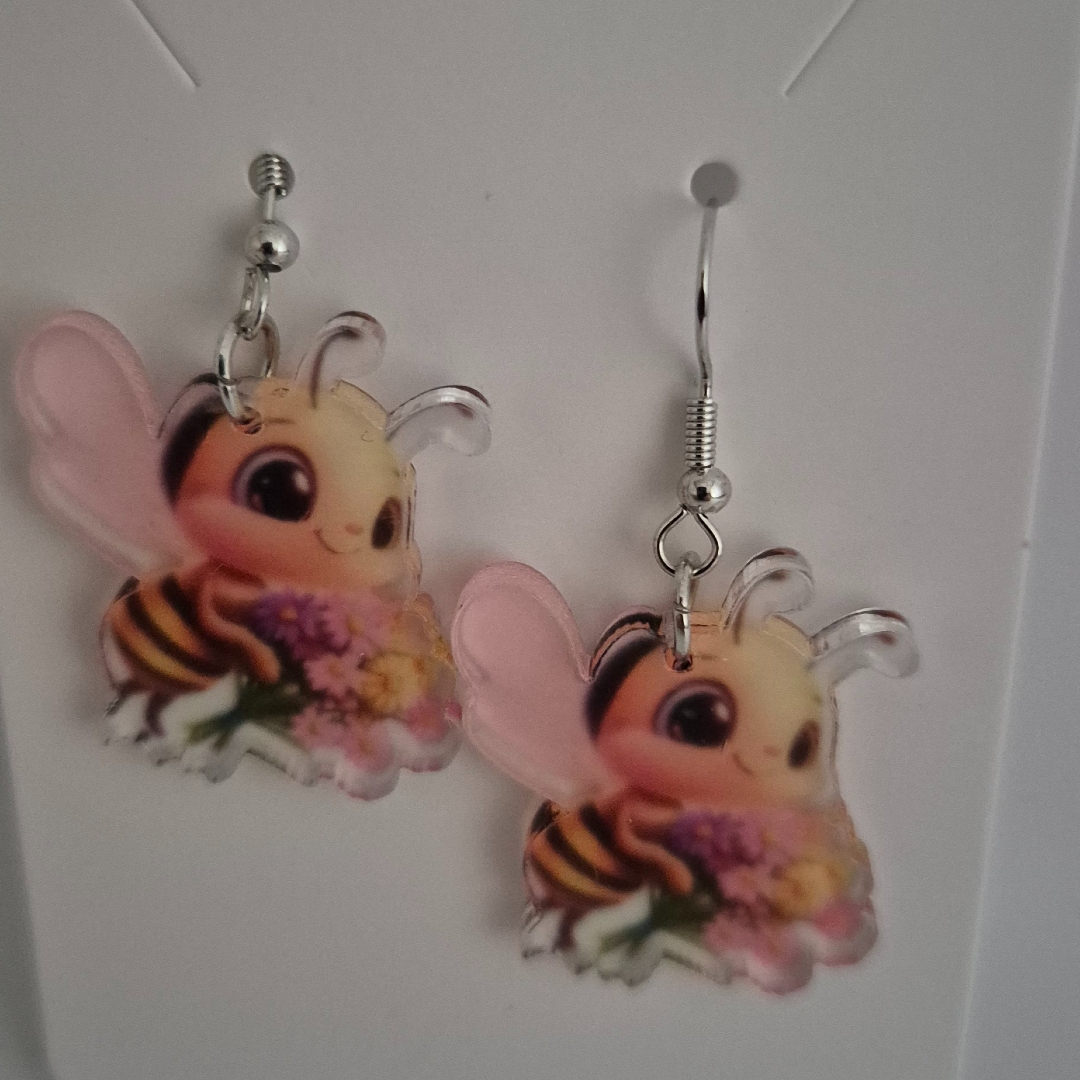 Ohrringe - Biene mit Blumenstrauß -