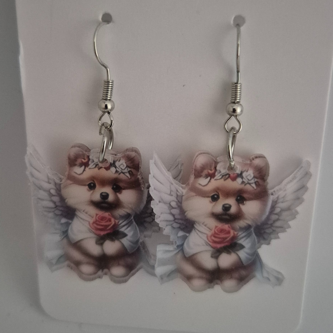 Ohrringe - Hund mit Rose -