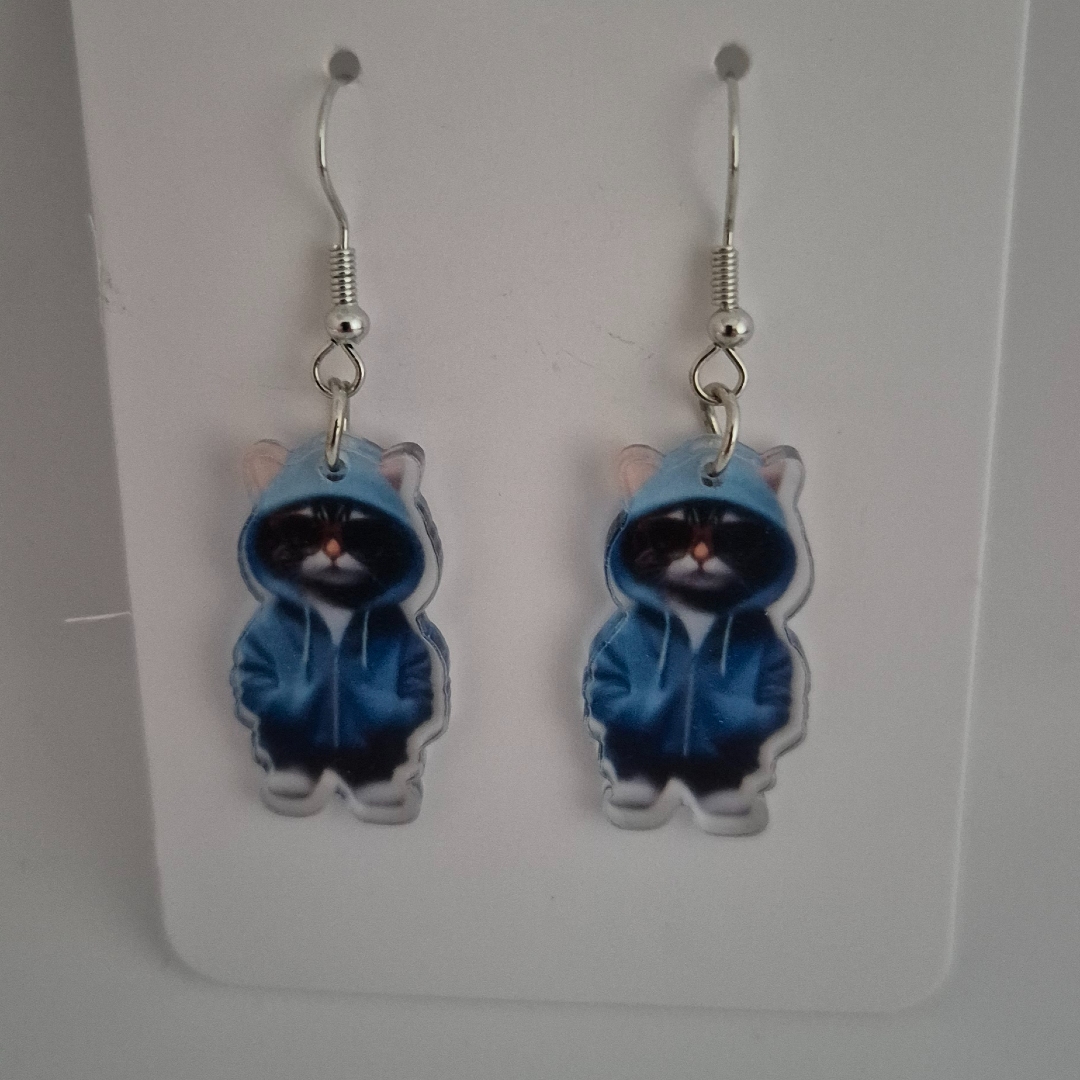 Ohrringe - Katze mit Hoodie  -