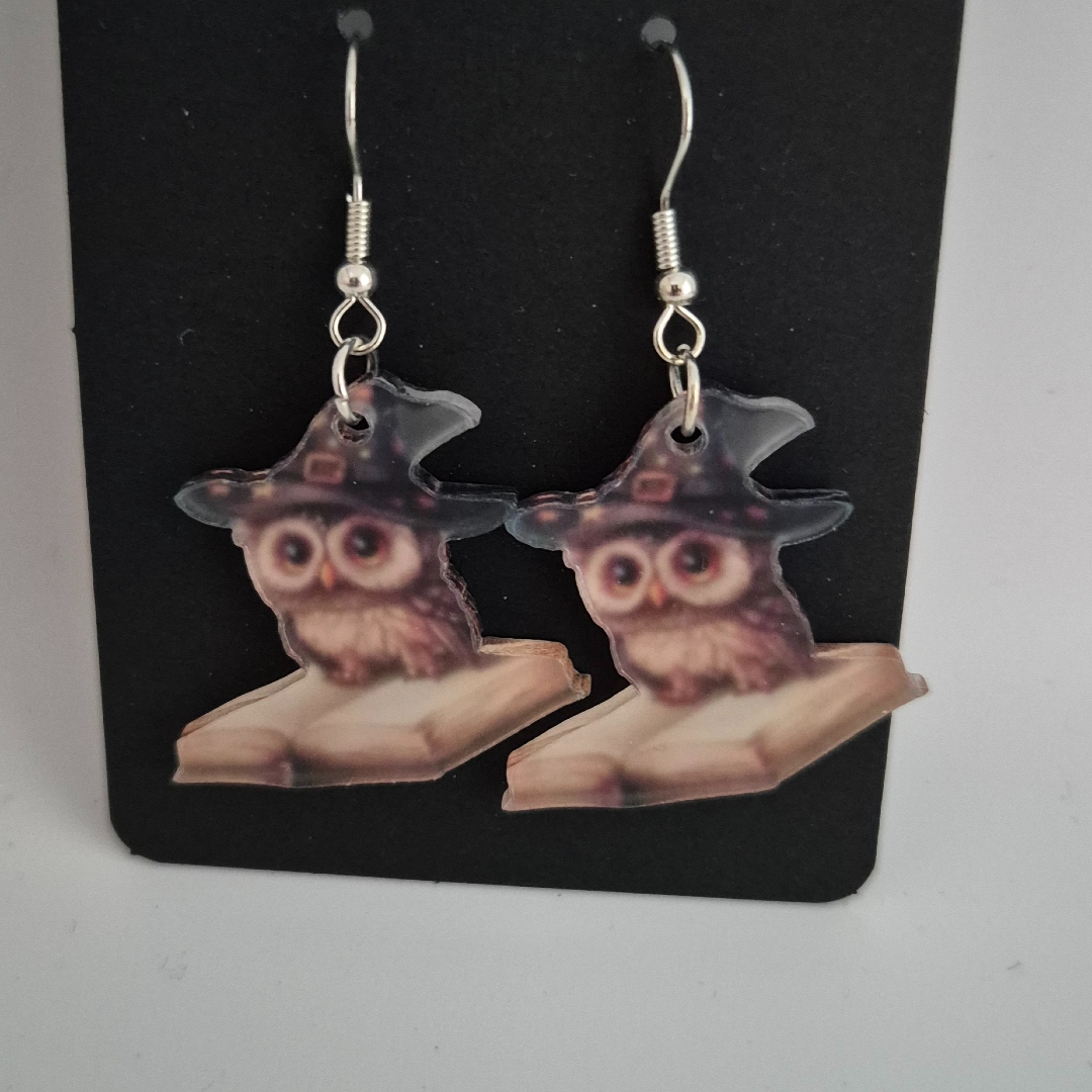 Ohrringe - Eule auf Buch -