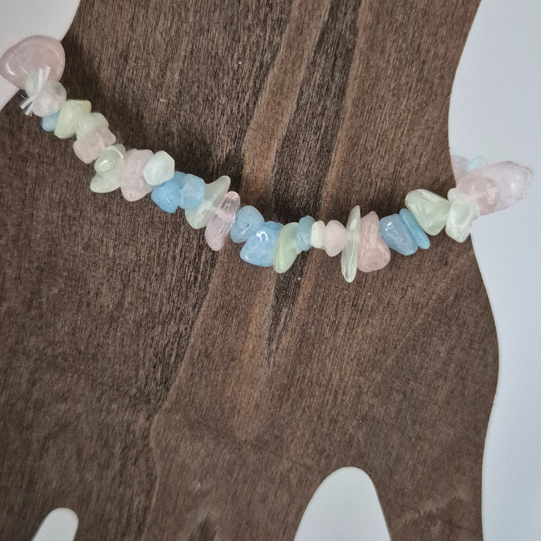 Armband - Edelsteine - Blau-Weiß- Rosa