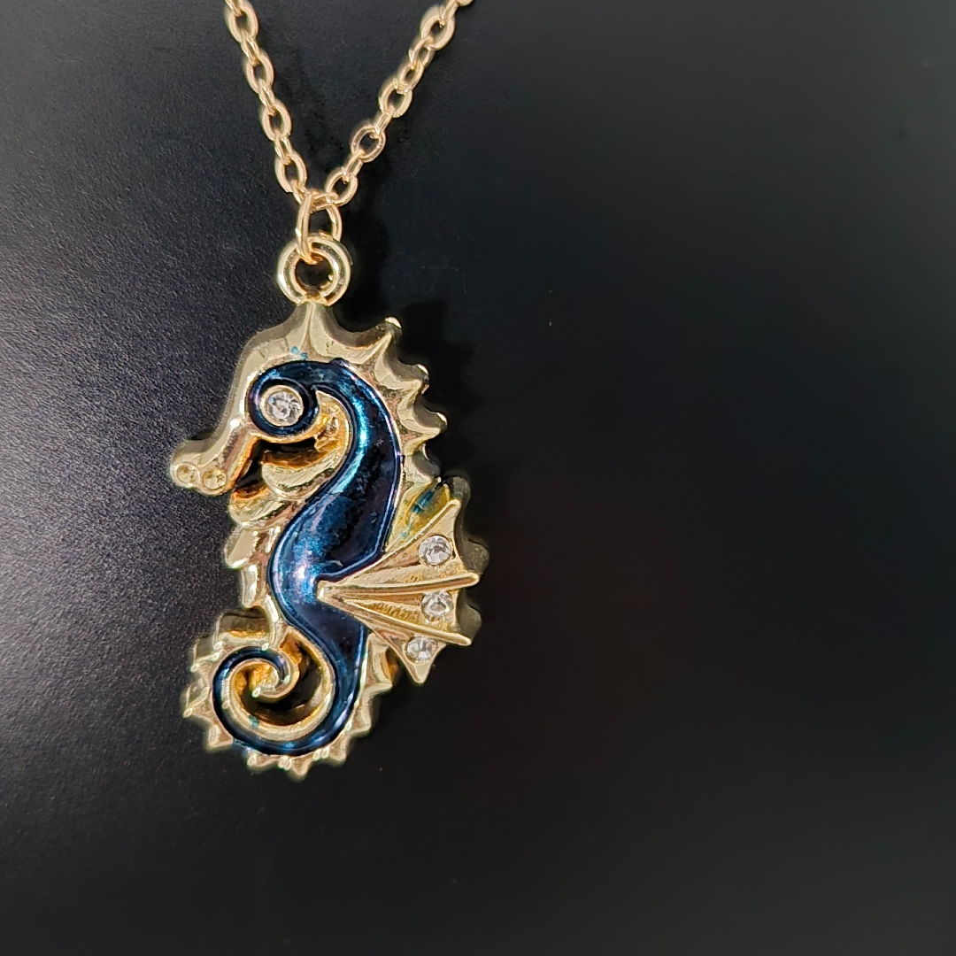 Seepferd mit Steinchen - Blau