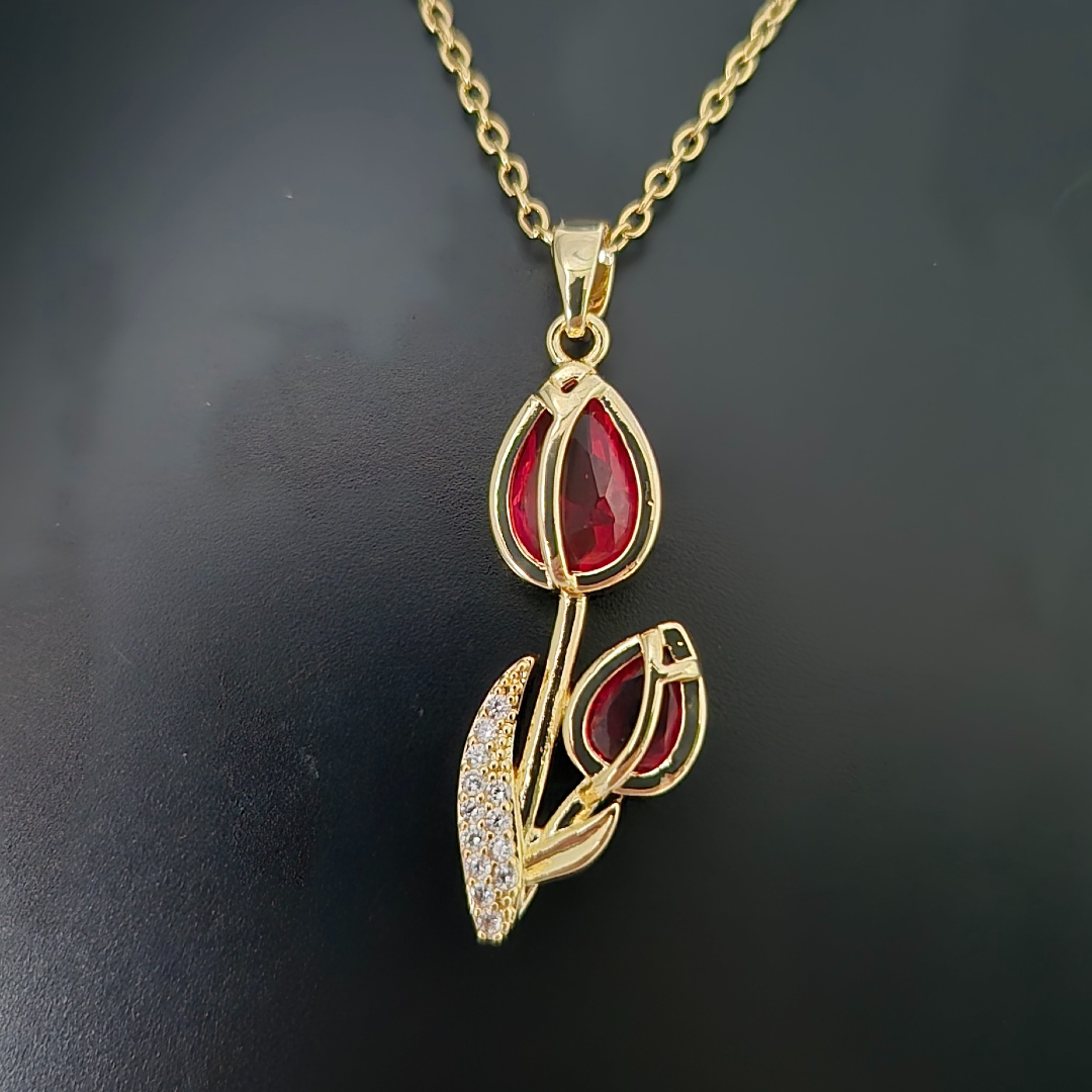 Tulpe mit Stein - Rot -