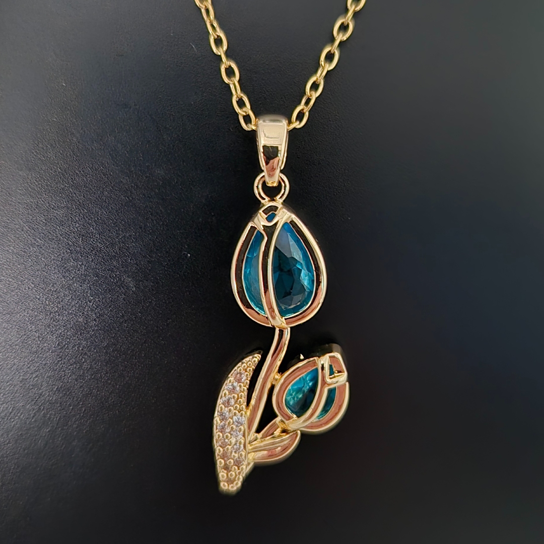 Tulpe mit Stein - Blau -