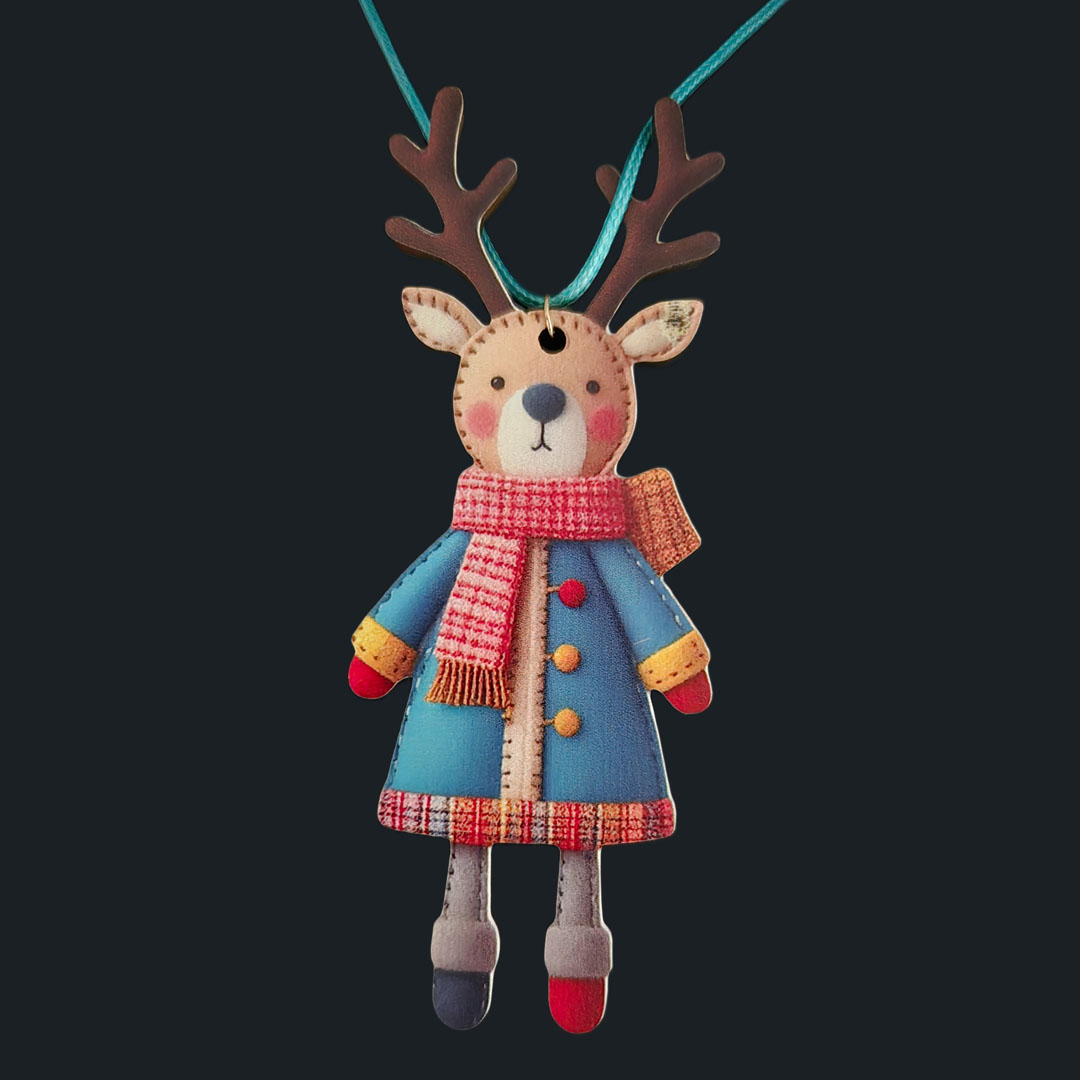 Rentier - Blauer Mantel - aus Holz