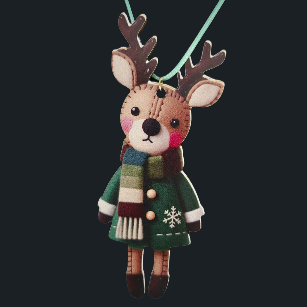 Rentier - Grüner - Streifenschal - aus Holz