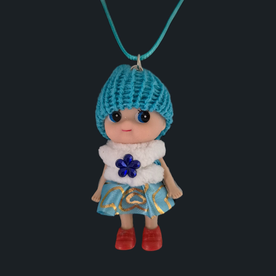 Puppe - Blaues Kleid - Blaue Blume