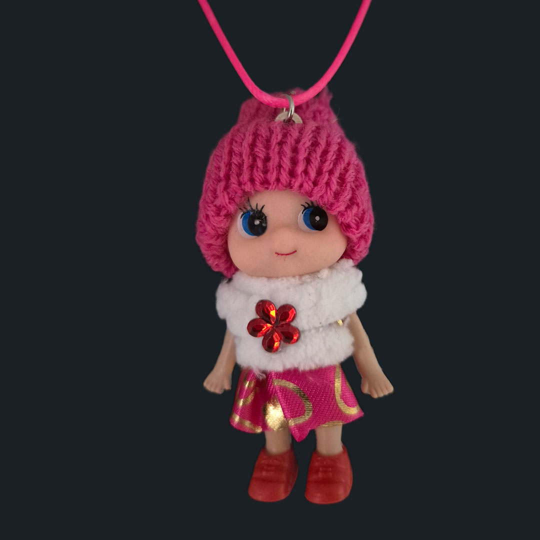 Puppe - Pinkes Kleid - Rote Blume