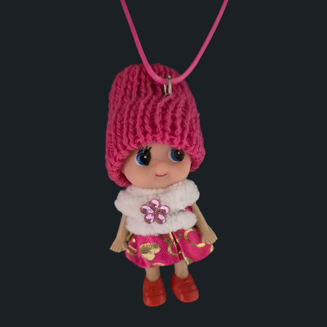 Puppe - Pinkes Kleid - Rosa Blume