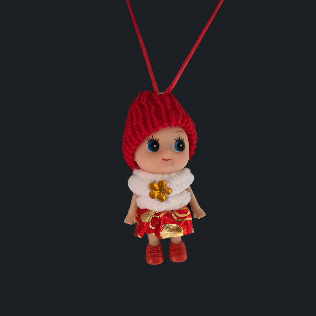 Puppe - Rotes Kleid - Gelbe Blume