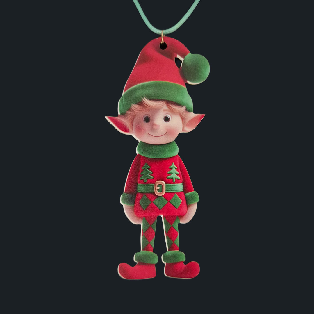 Elf - Roter Pulli mit Tannenbaum - Holz