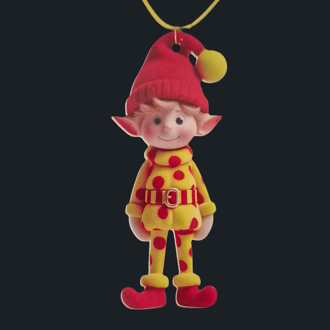 Elf - Gelber Pullover mit Roten Punkten - Holz