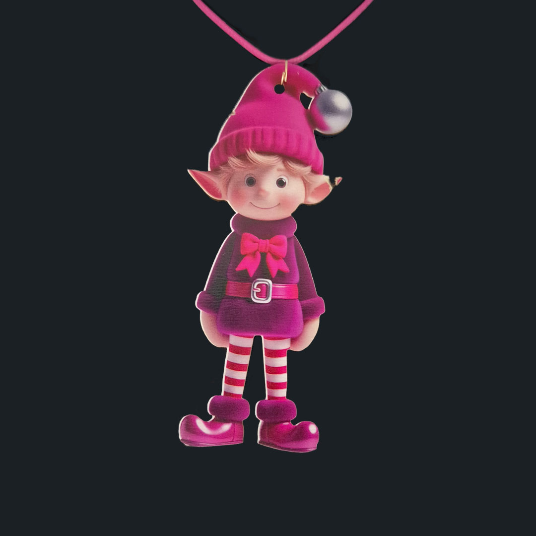 Elf - Lila Pullover mit Lila Schleife - Holz