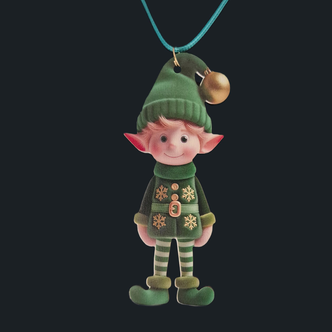 Elf - Grüner Pullover mit Goldenen Sternen - Holz