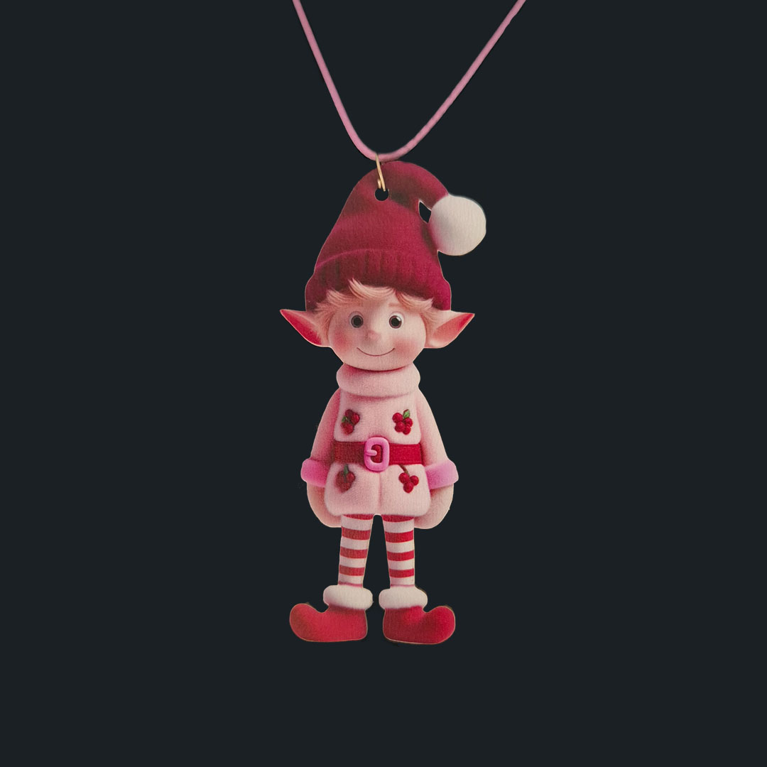 Elf - Rosa Pullover mit Roten Kirschen - Holz