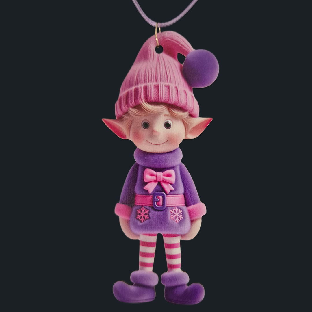 Elf - Lila Pullover mit Schleife - Holz