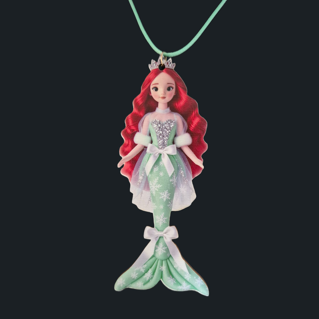 Große Meerjungfrau - Hellgrünes Kleid - Holz