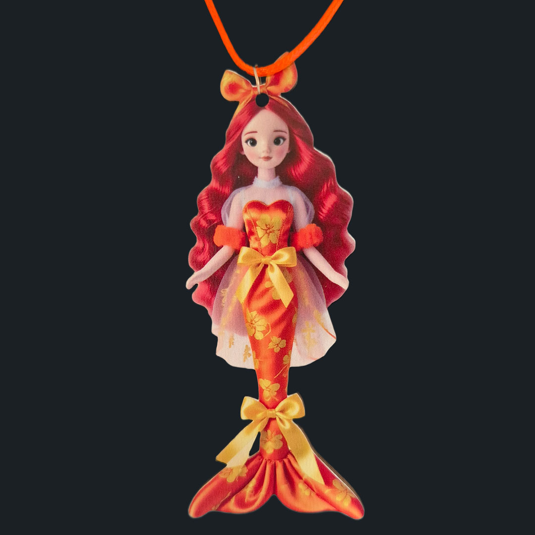 Große Meerjungfrau - Oranges Kleid - Holz