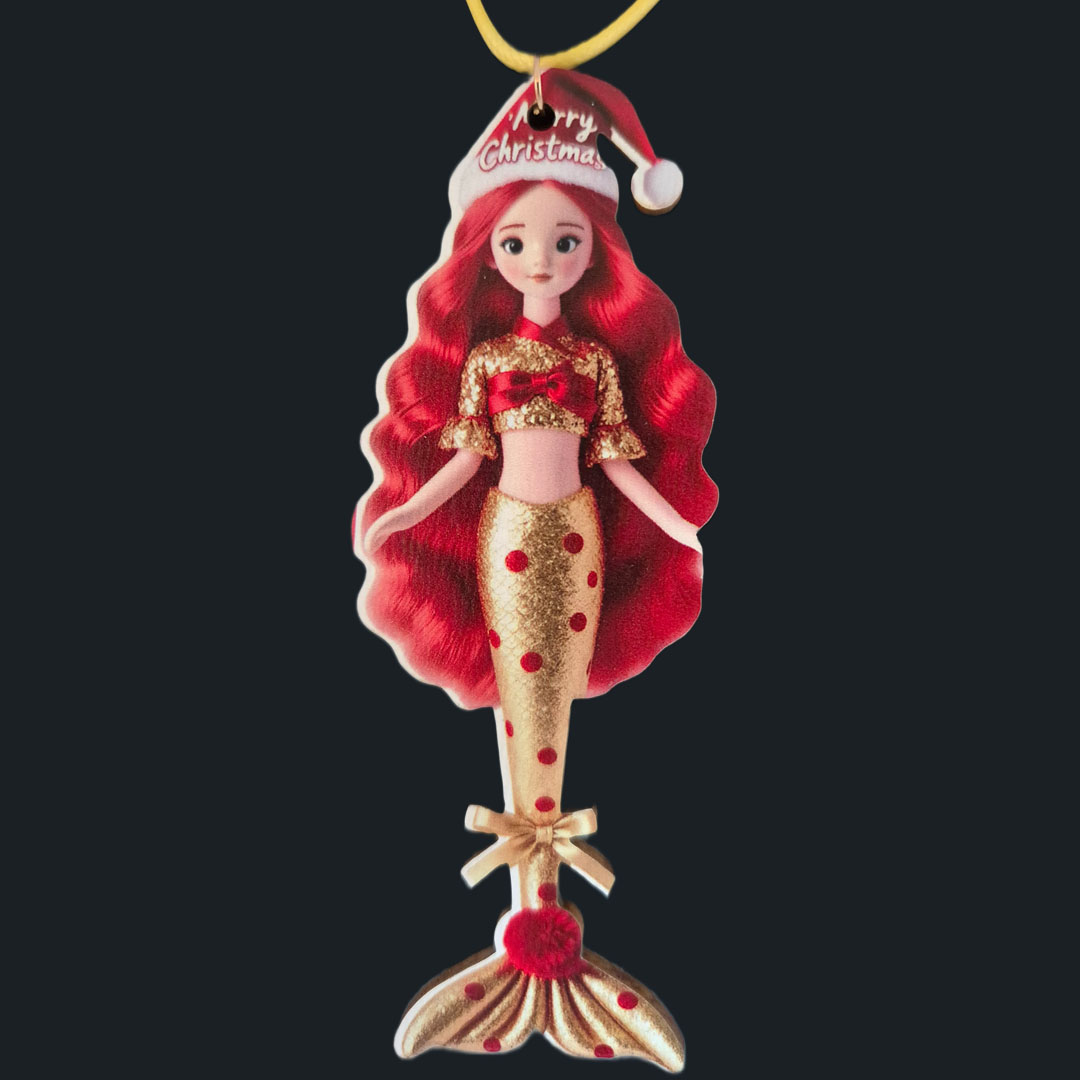 Große Meerjungfrau - Goldenen Kleid - Holz