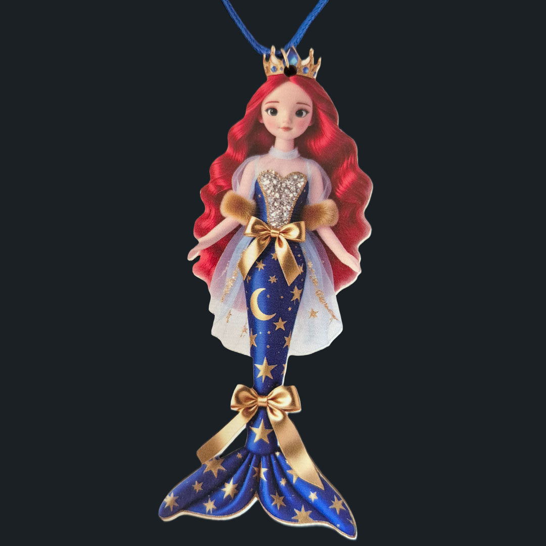 Große Meerjungfrau - Blauen Kleid - Holz