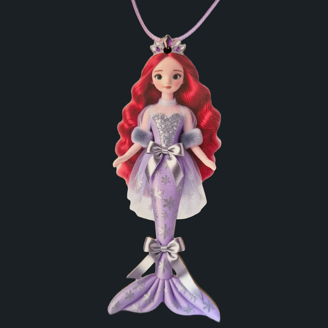 Große Meerjungfrau - Flieder Kleid - Holz