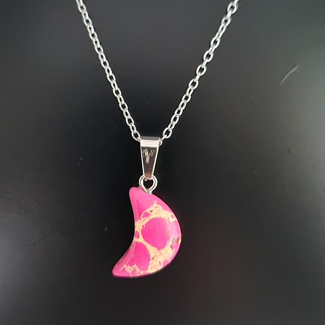 Kette mit Mond - Anhänger - Lachs