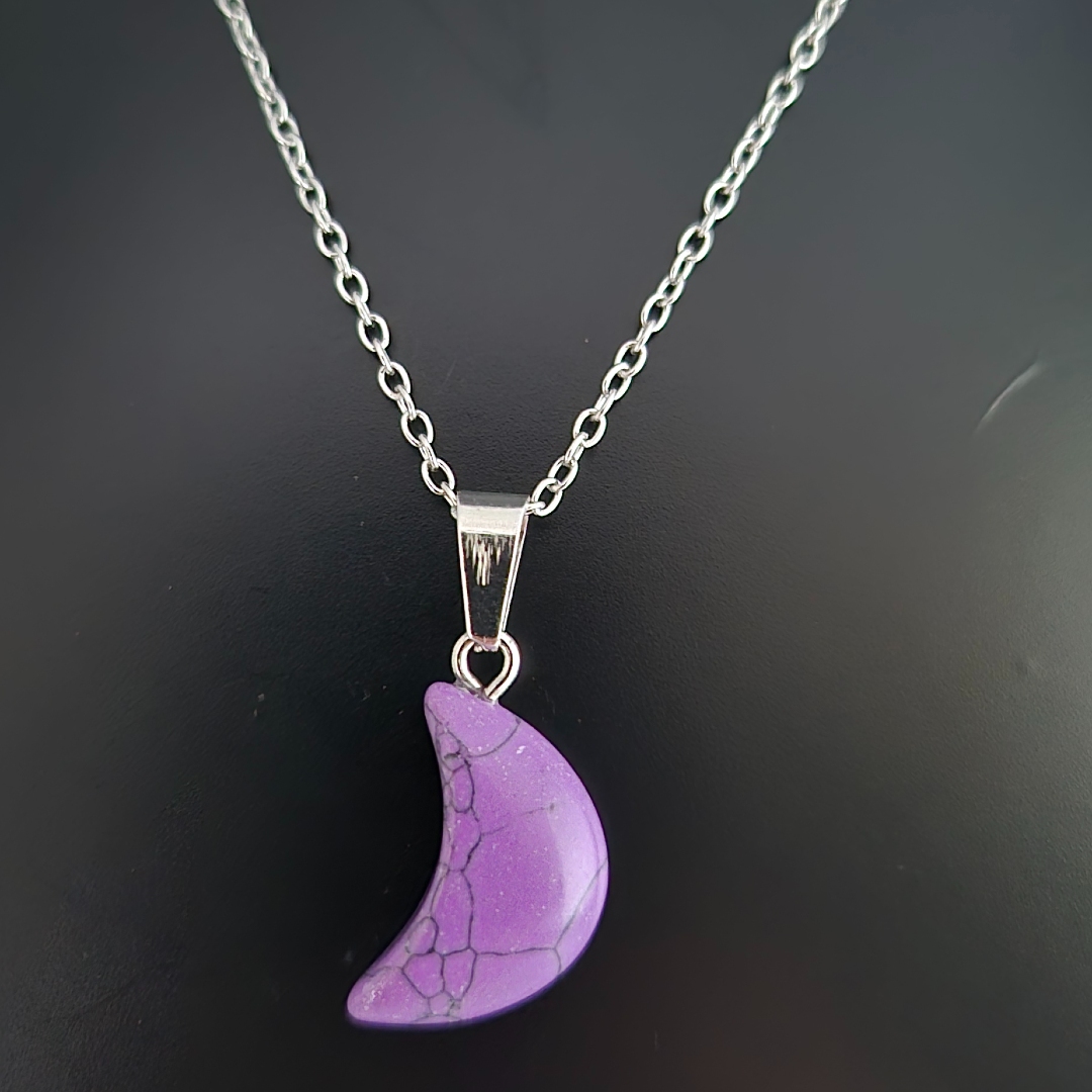 Kette mit Mond - Anhänger - Lila