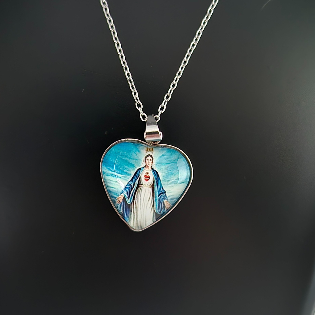 Herz - Anhänger - Madonna - Glas - Blau