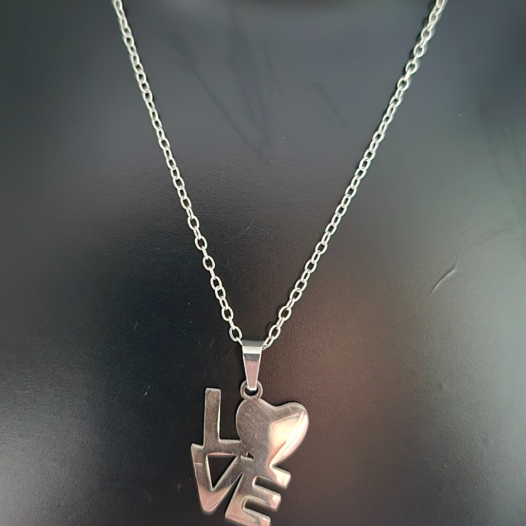 Edelstahlkette - Herz mit Love