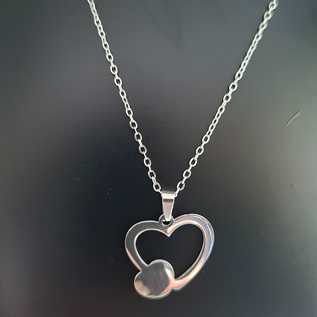 Edelstahlkette - Herz mit Kreis
