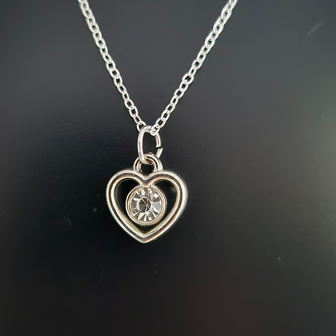 Edelstahlkette mit - Herz und Stein