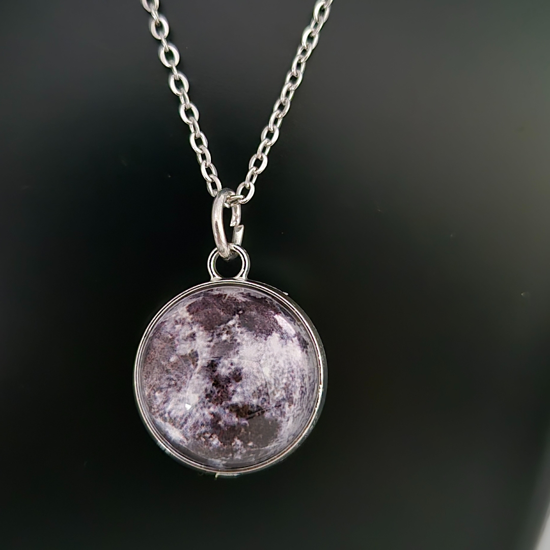 Edelstahlkette mit - Weltall - Schwarz - Grau