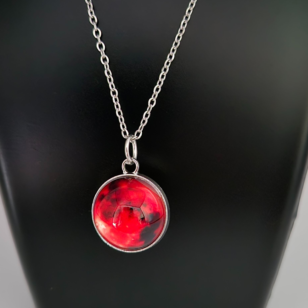 Edelstahlkette mit Weltall - Feuer - Glas