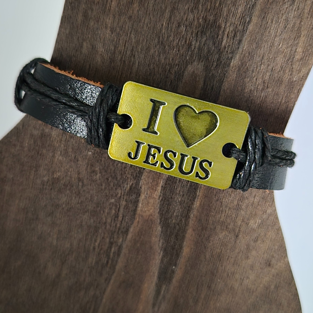 Lederarmband mit - I Love Jesus