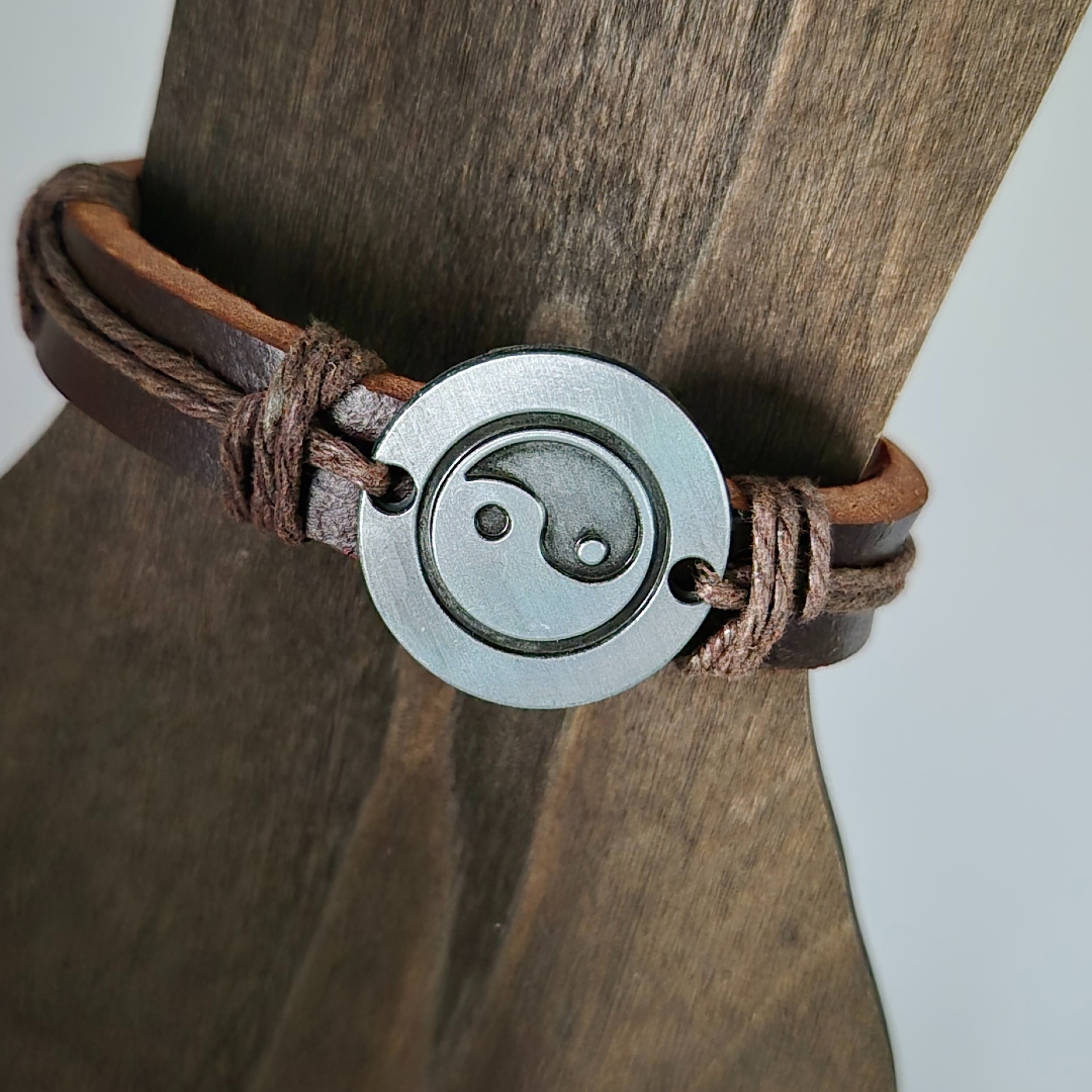 Lederarmband mit - Yin Yang