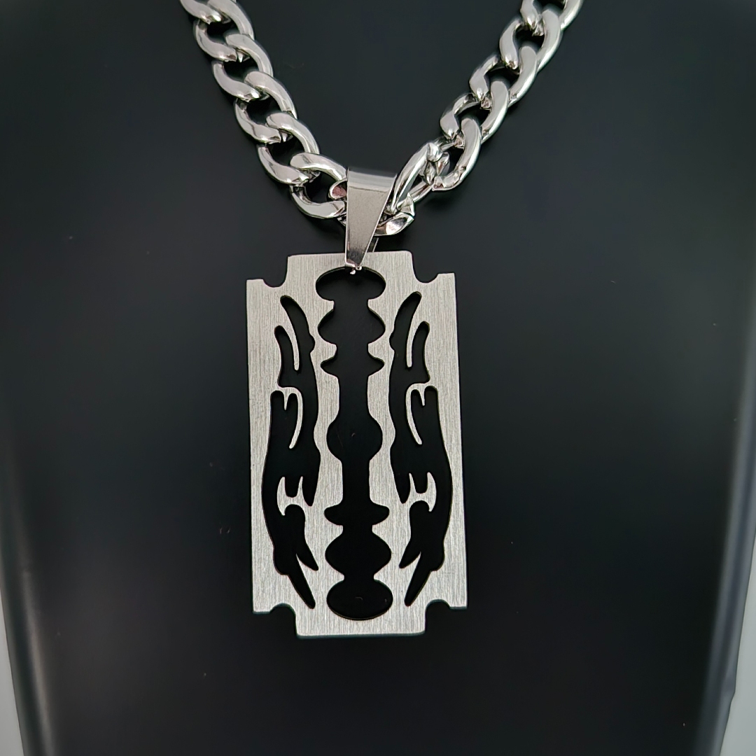 Edelstahl Panzerkette - Rasierklinge mit Muster