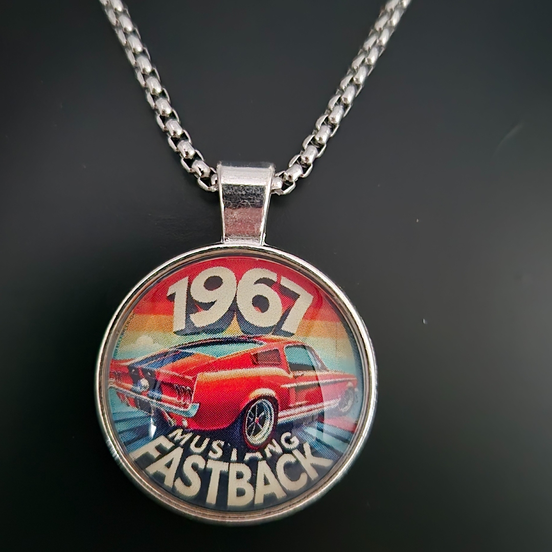 Edelstahlkette - Rennauto - Glas - Nr. 1967