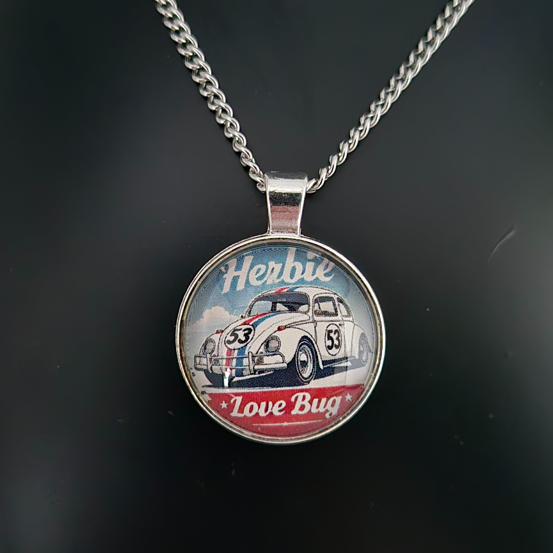 Edelstahlkette mit  Glasanhänger - VW - Herbie