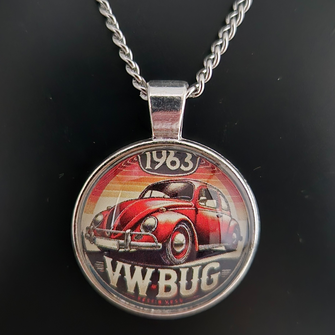 Edelstahlkette mit  Glasanhänger - VW - Herbie