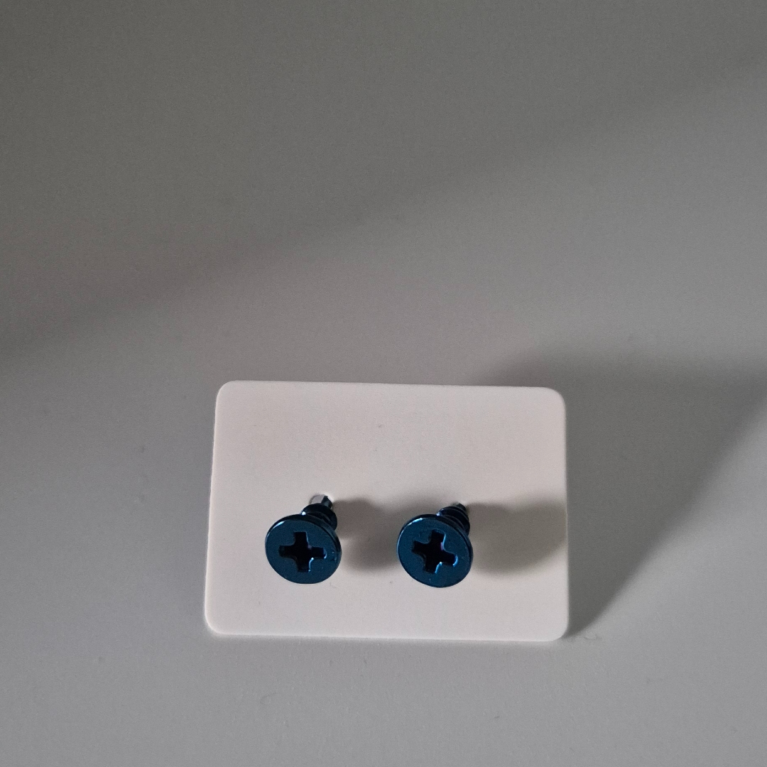 Ohrstecker - Schrauben - Blau