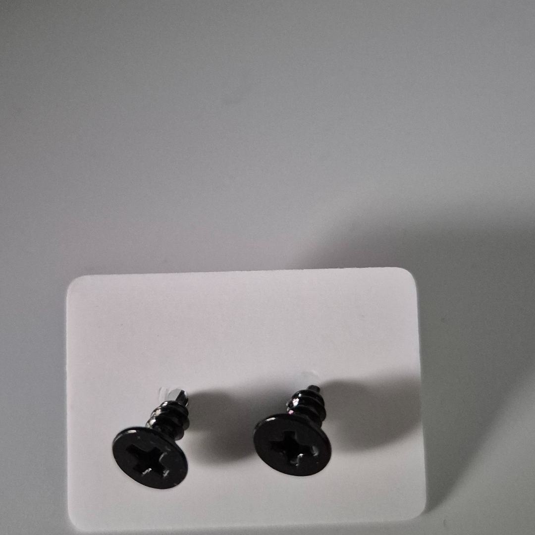 Ohrstecker - Schrauben - Schwarz