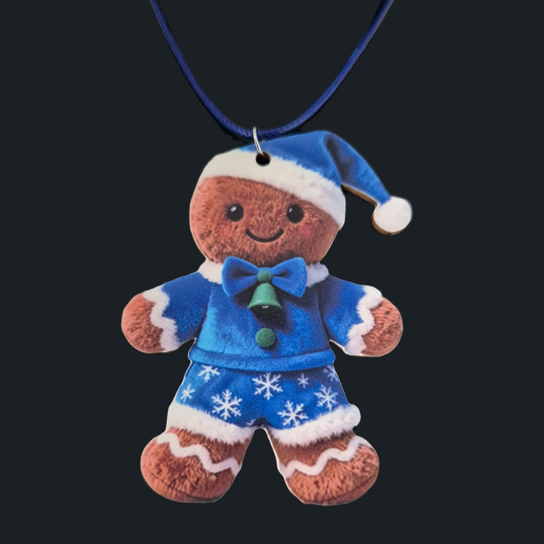 Lebkuchenmann - Blauer - Pullover - Hose mit Schneeflocken