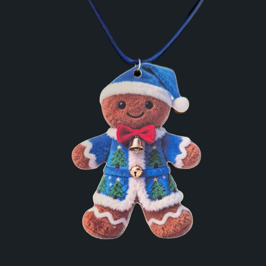 Lebkuchenmann - Blauer - Mantel mit Tannenbaum