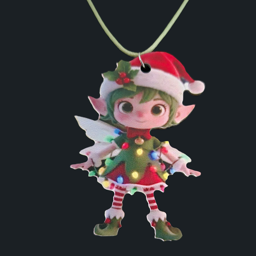 Weihnachtselfe - Grüner  Umhang  und Flügel  - Holz